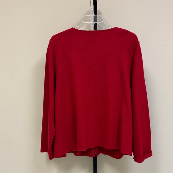 Eileen Fisher Red Zip-Up Sweater - Picture 6 of 7